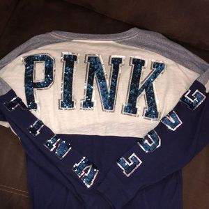 PINK Bling Long Sleeve Varsity Tee Size M